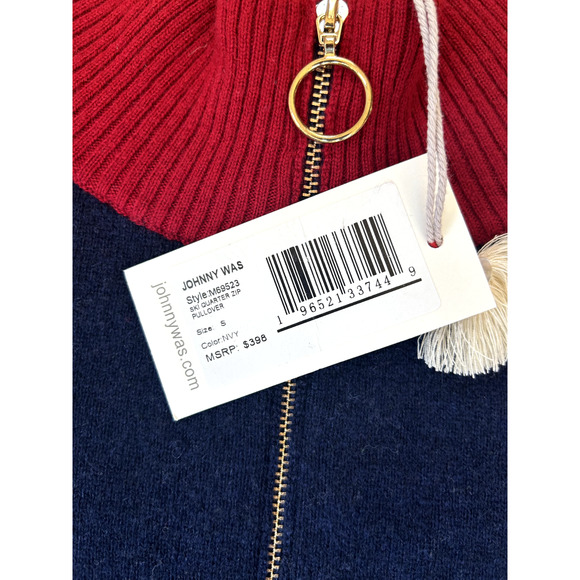 Johnny Was Ski Quarter Zip Sweater Wool Cashmere Embroidered Pullover Size S NWT - Picture 4 of 11